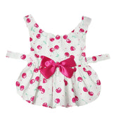 KUTKUT Fresh Cherries Soft Comfortable Cotton Dress for Shih Tzu, Yorkie, Pug etc. Beautiful Cute Back not Strap Princess Skirt for Small Dogs (Pink) - kutkutstyle